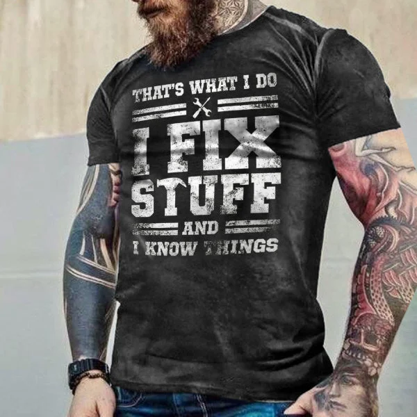 "I Fix Stuff And I Know Things" Men's Vintage Short Sleeve T-Shirt