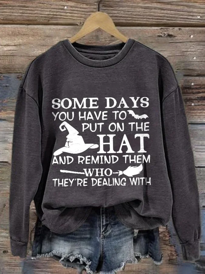 Women's Halloween Some Days I Rock It Some Days It Rocks Me Print Casual Sweatshirt
