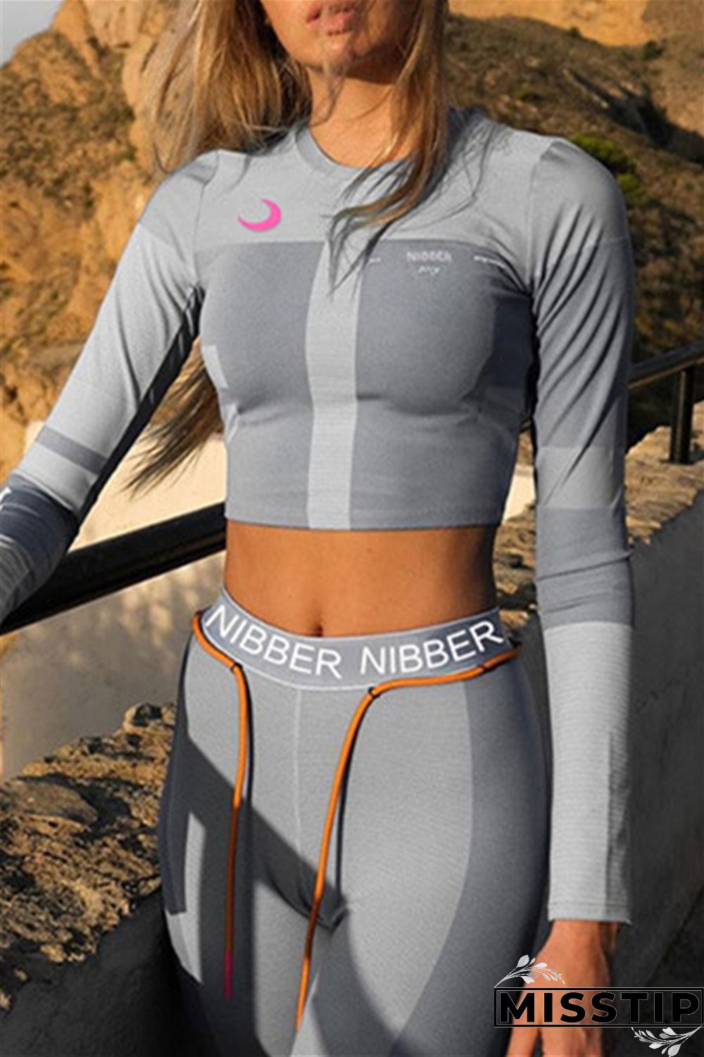 Blue Casual Sportswear Letter Print Basic Long Sleeve Two Pieces