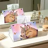 Pink Sky Twin Wolves Butterfly DIY Diamond Painting PU Tissue Holder Box
