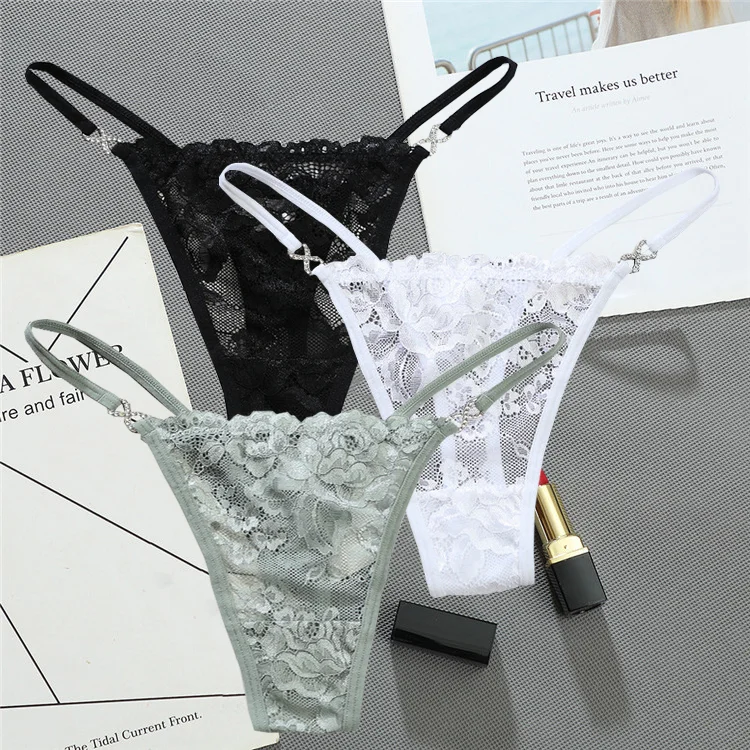 Billionm Women Lace Panties Thongs low Waist Mesh G-String T-Back Briefs Underwear Transparent Ladies Panties Sexy Lingerie