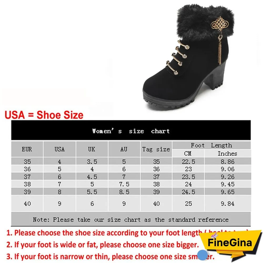 Fashion Women's Platform Boots Autumn and Winter Warm Snow Boots Women's Casual High-heeled Ankle Boots
