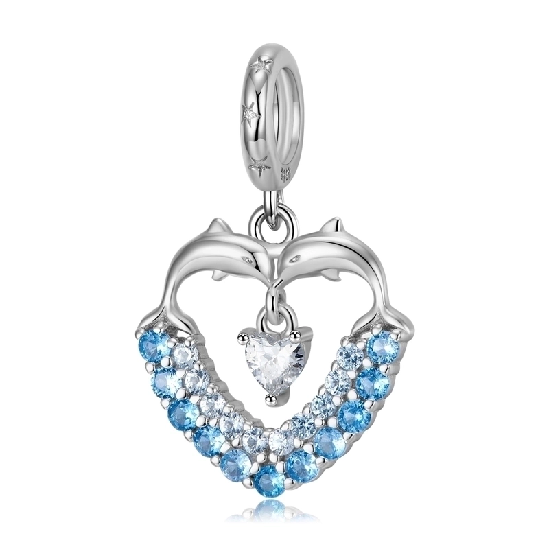 1 Piece 12.8*13.7mm Hole 3~3.9mm 925 Sterling Silver Zircon Dolphin Mermaid Shark Polished Pendant Jewelry Accessories