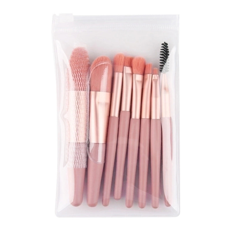 Minimalist Artificial Fiber Wooden Handle Aluminum Tube Makeup Brushes 1 Set