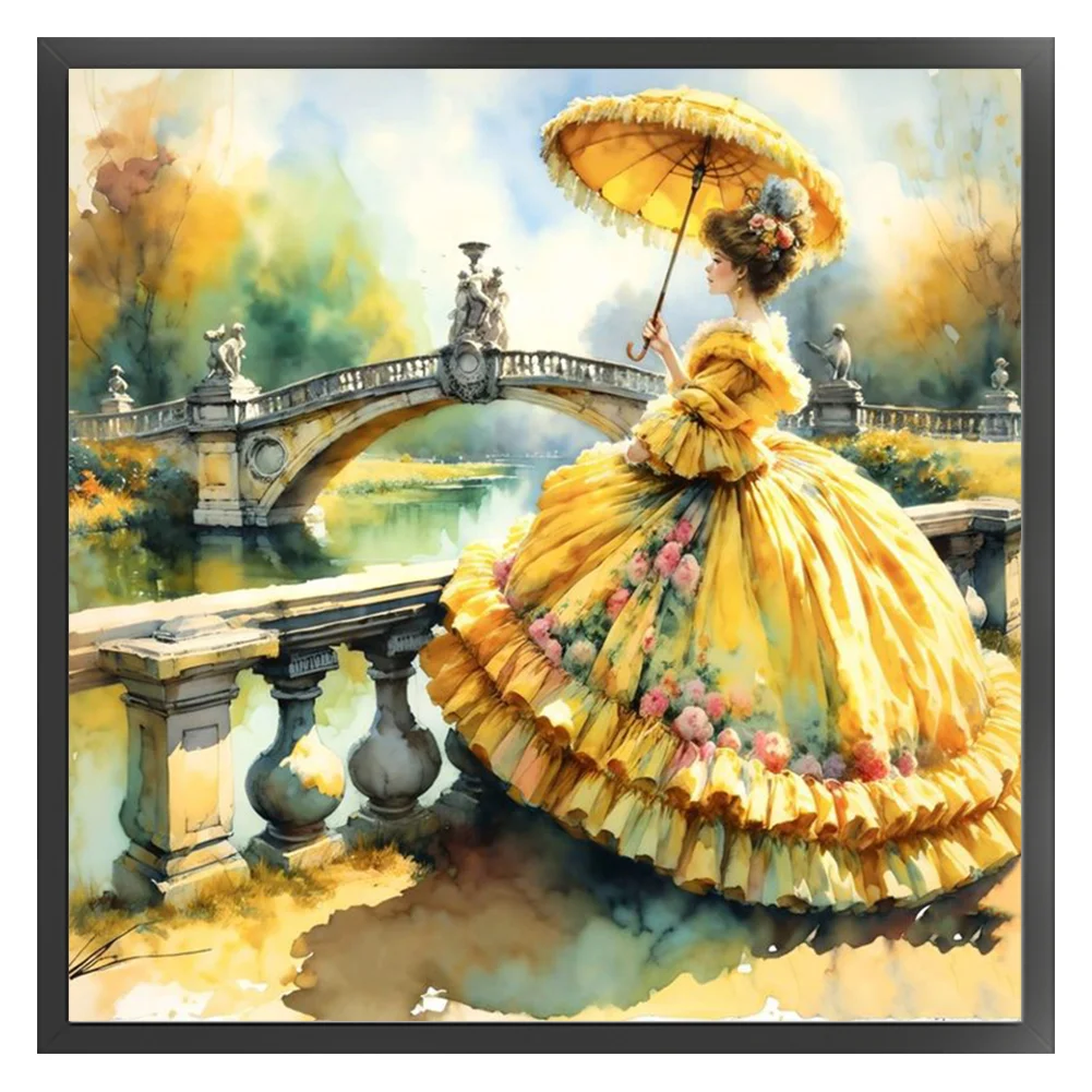 11CT Full Stamped Cross Stitch - Vintage Lady(Canvas|50*50CM)