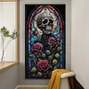 Skull Rose Stained Glass-11CT Stamped Cross Stitch 40*70cm(Big Size)