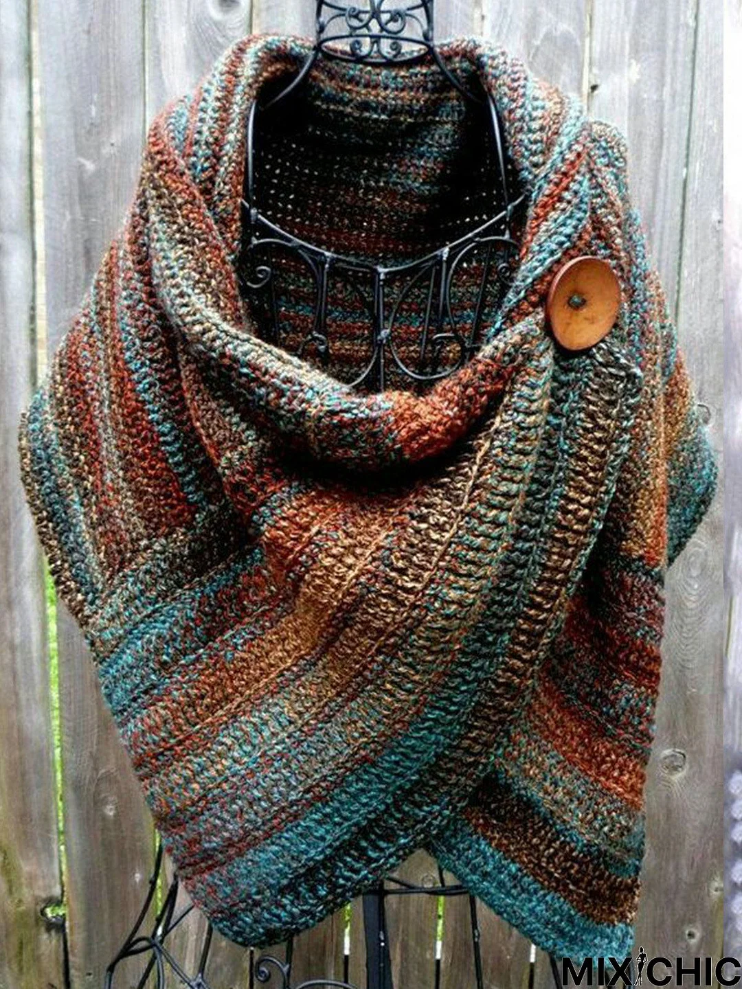 Women's Casual Multicolor Stripes  Round Neck Scarves & Shawls