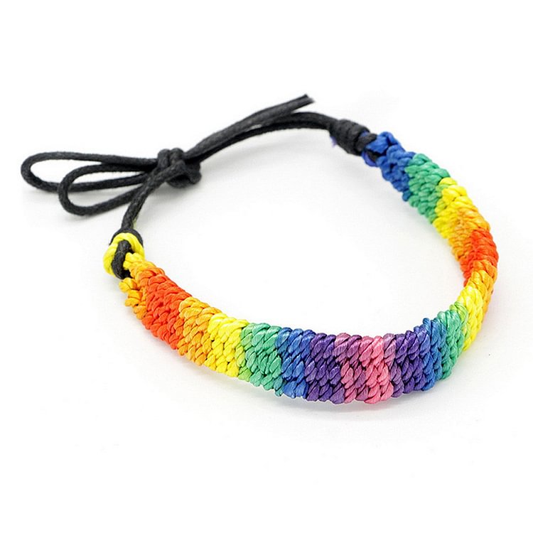 Rainbow Colorblock Knitted Rope Bracelet  - Modakawa Modakawa