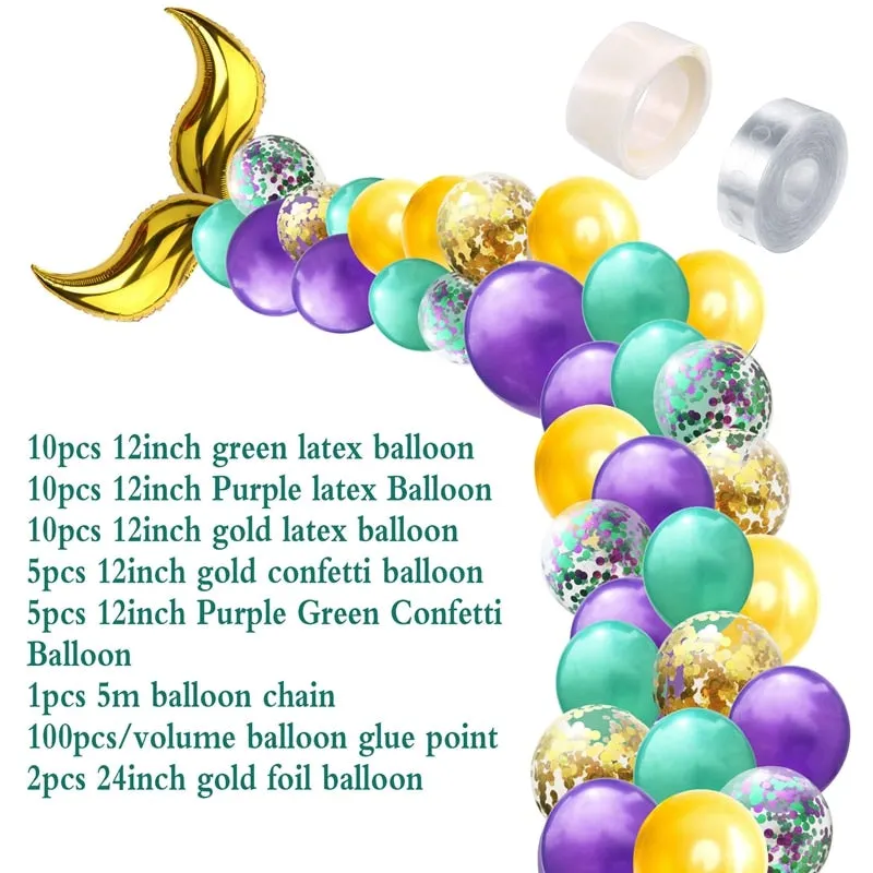 42Pcs Mermaid Balloon Arch Set Mermaid Tail Balloon Little Mermaid Party Decorations Supplies Wedding Girl Birthday Party Decor