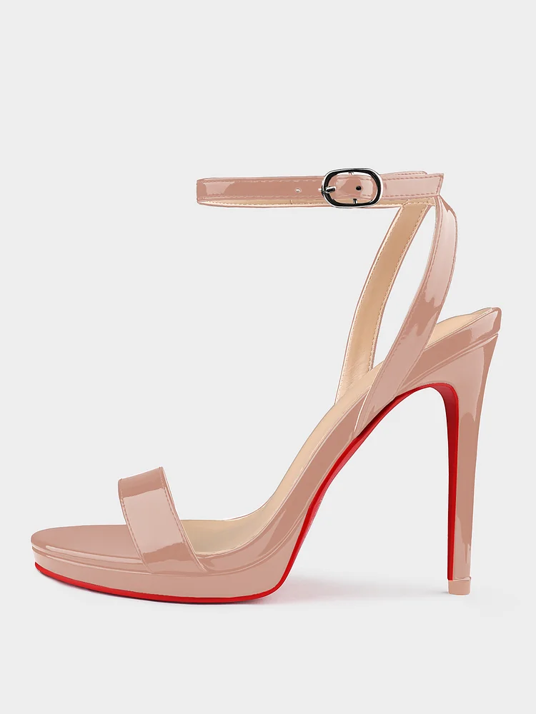 120mm Women's Open Toe Platform Ankle Strap Sandals High Heel Patent Sandals Red Bottoms Shoes