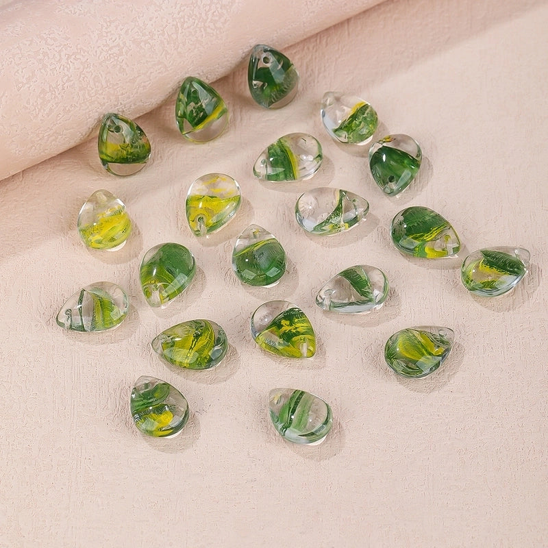 10 PCS/Package Hole 1~1.9mm Glass Round Water Droplets Rhombus Pendant Beads