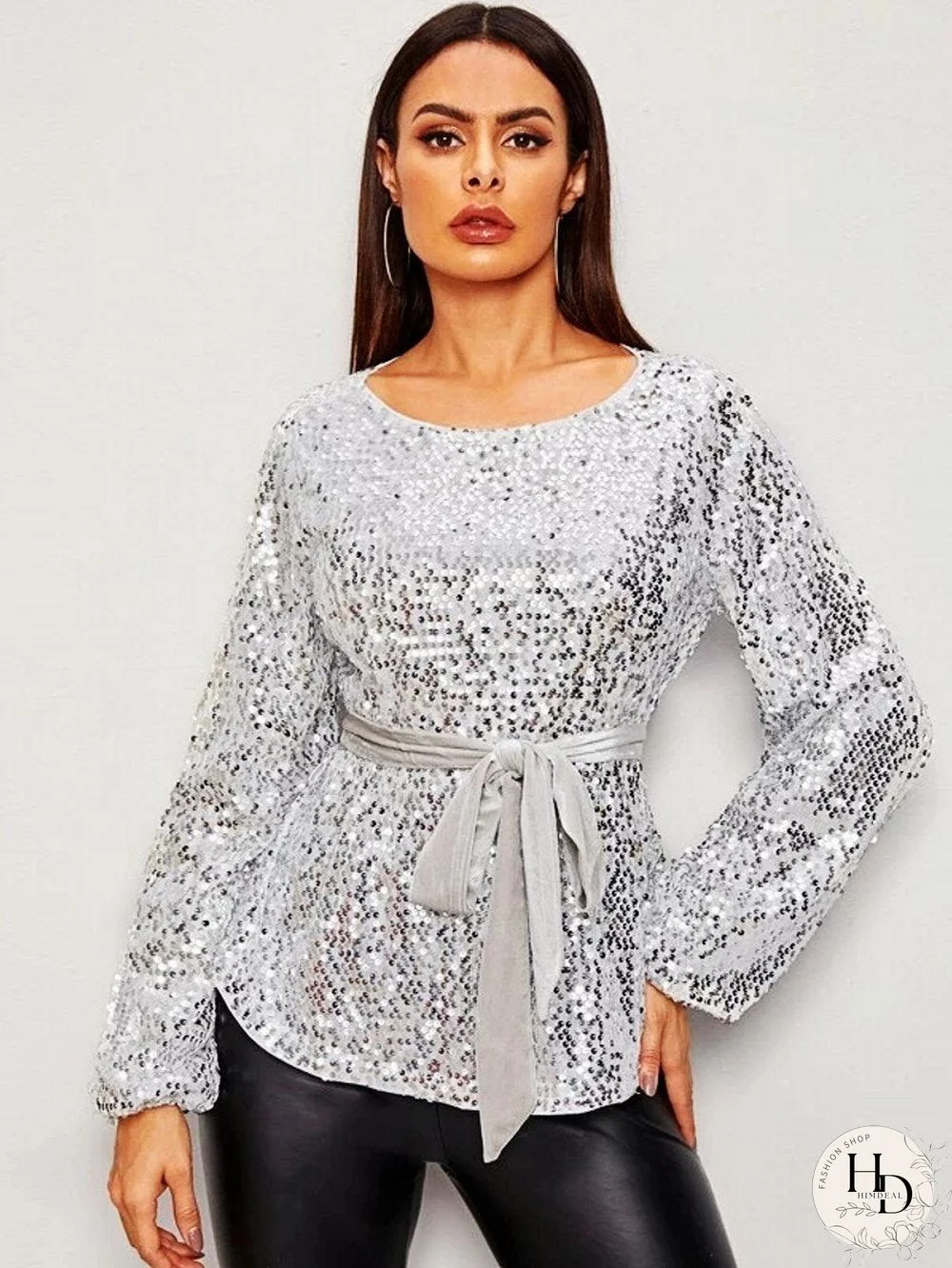 Slim Chic Women Sequins Top