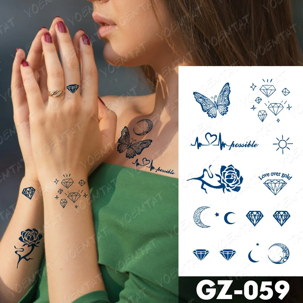 Sdrawing Lasting Ink Tattoos Body Art Waterproof Temporary Tattoo Sticker Butterfly Fairy Tatoo Arm Fake Feather Rose Swallow Tatto