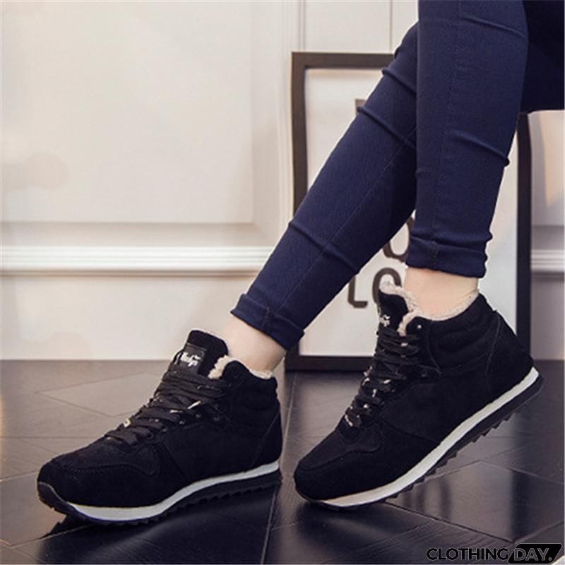 Winter&nbsp;Lace Up Snow Sneakers Warm Fur Lined Shoes