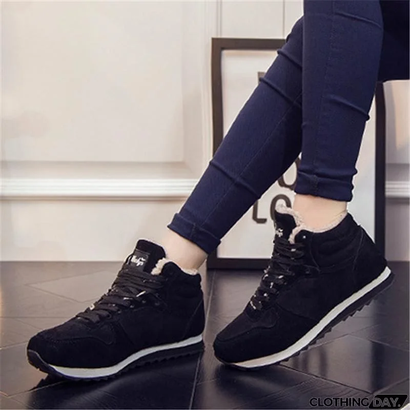 Winter&nbsp;Lace Up Snow Sneakers Warm Fur Lined Shoes