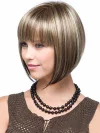 Mixed Color Short Straight Wig with Straight Bangs