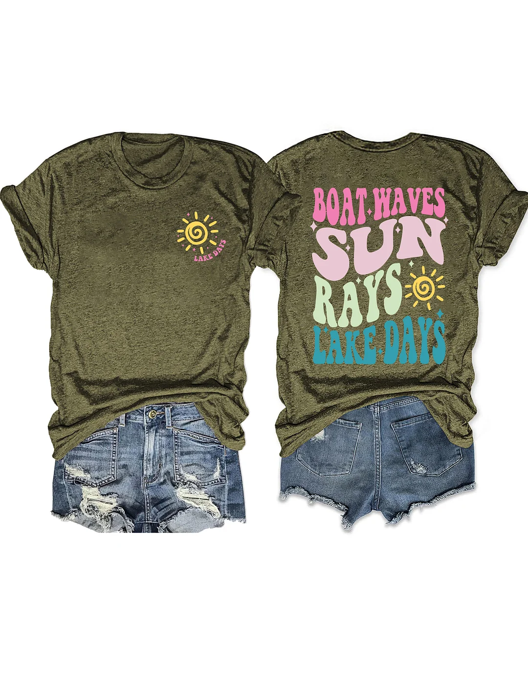 Boat Waves Sun Rays Lake Days T-shirt