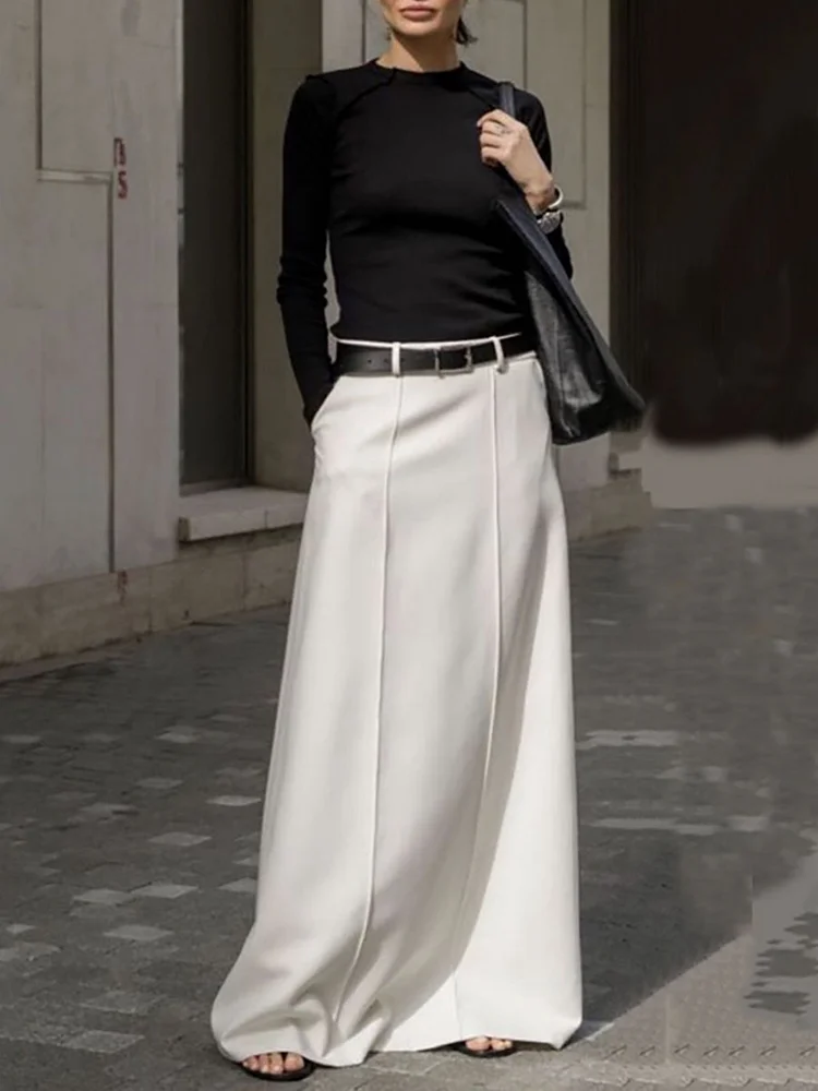 Stylish H-Line Solid Color Skirts Bottoms