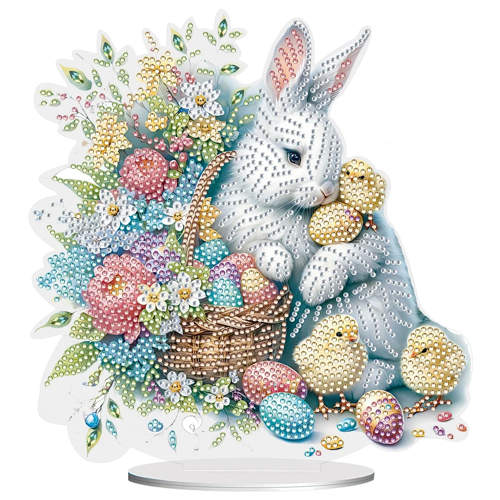 DIY Easter Cute Rabbit Egg Special Shape Diamond Painting Single-Side Tabletop Ornaments 
