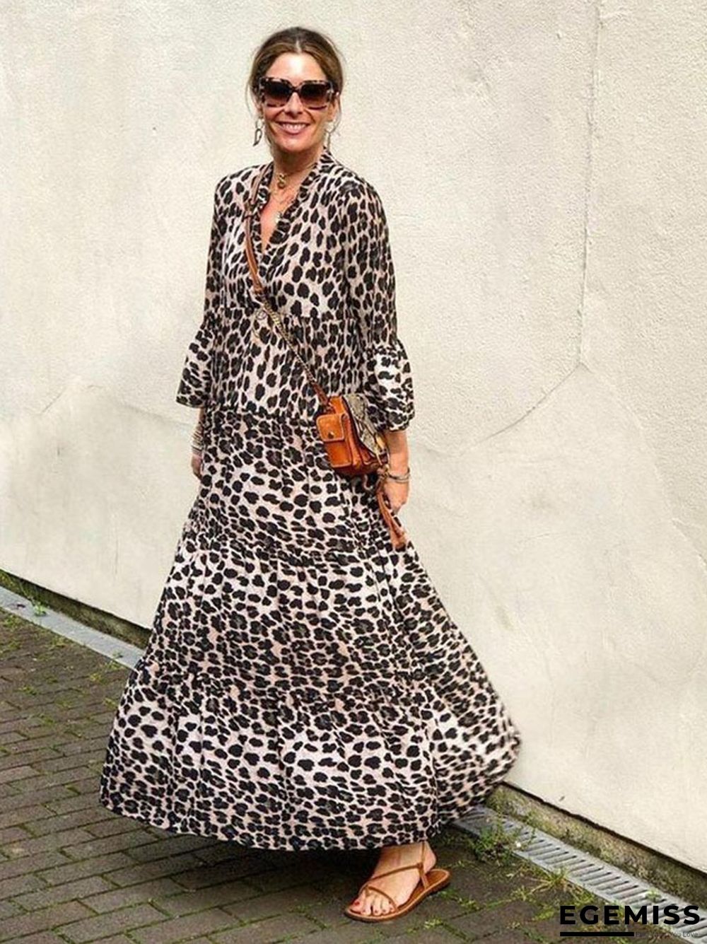 Leopard Print Dress Bohemian Style Dress | EGEMISS