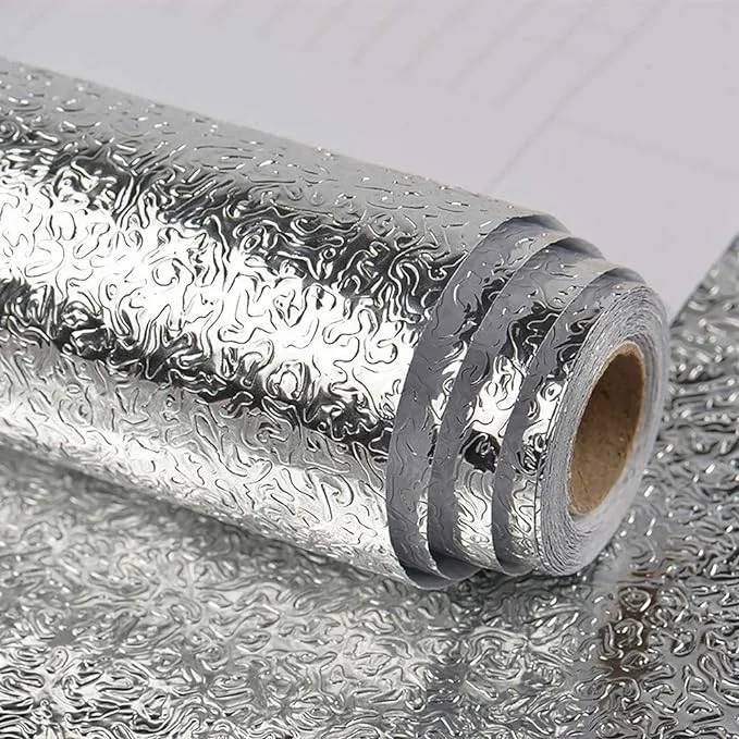 Silver Kitchen Backsplash Wallpaper Stickers 