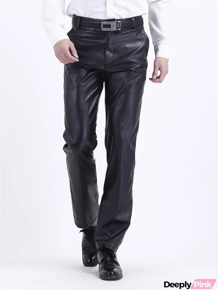 Business Casual Waterproof Dirt-Resistant Loose PU Pants For Men