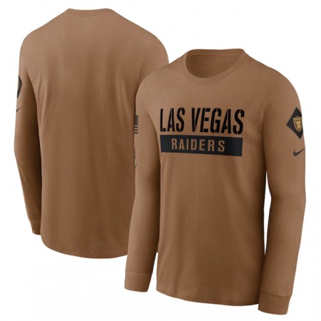 Men's Las Vegas Raiders 2023 Brown Salute To Service Long Sleeve T-Shirt 42I7