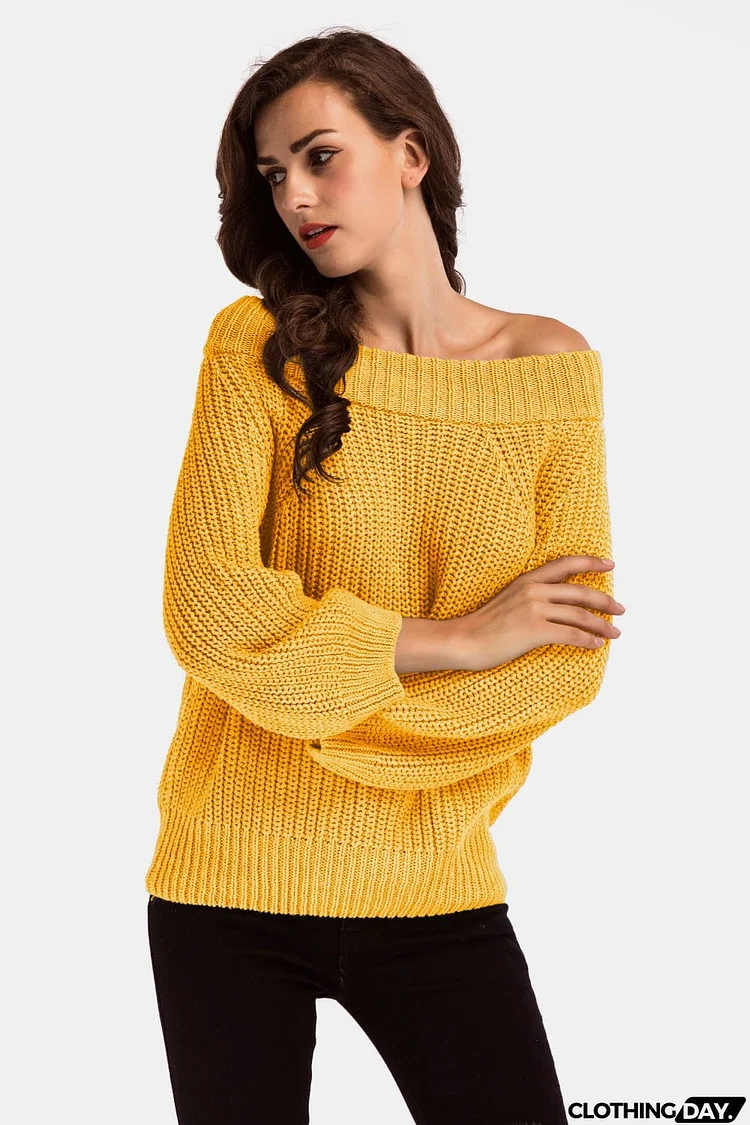 Off-Shoulder Long Sleeve Sweater