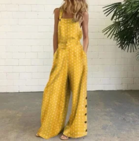 Uveng Uveng New Four-Color Round-Leg Trousers Digital Printed Bare-Backed Jumpsuit