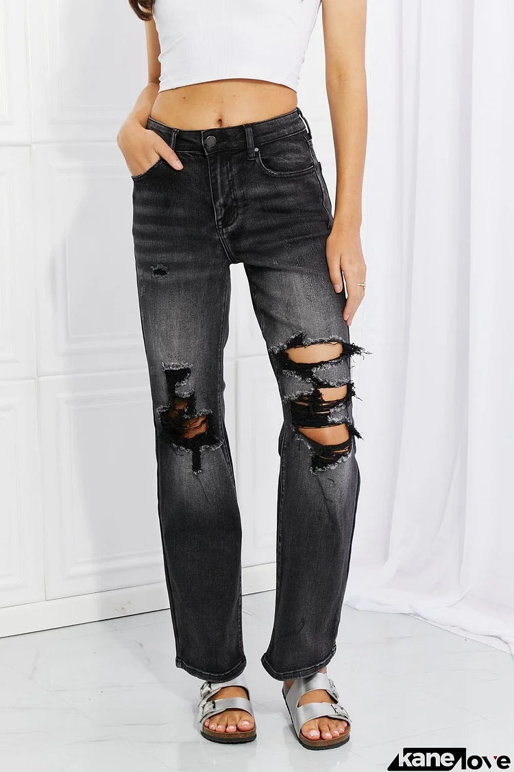 RISEN Full Size Lois Distressed Loose Fit Jeans