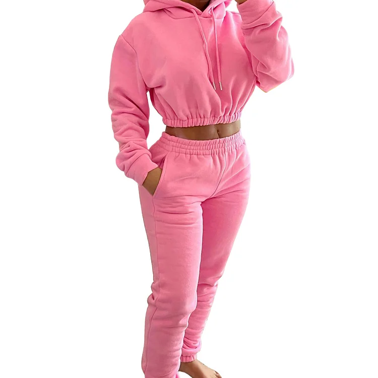 PASUXI Custom Women's Clothing Fleece Hoodie Jogger Pants Sets Winter Two Piece Outfits Set huanwei