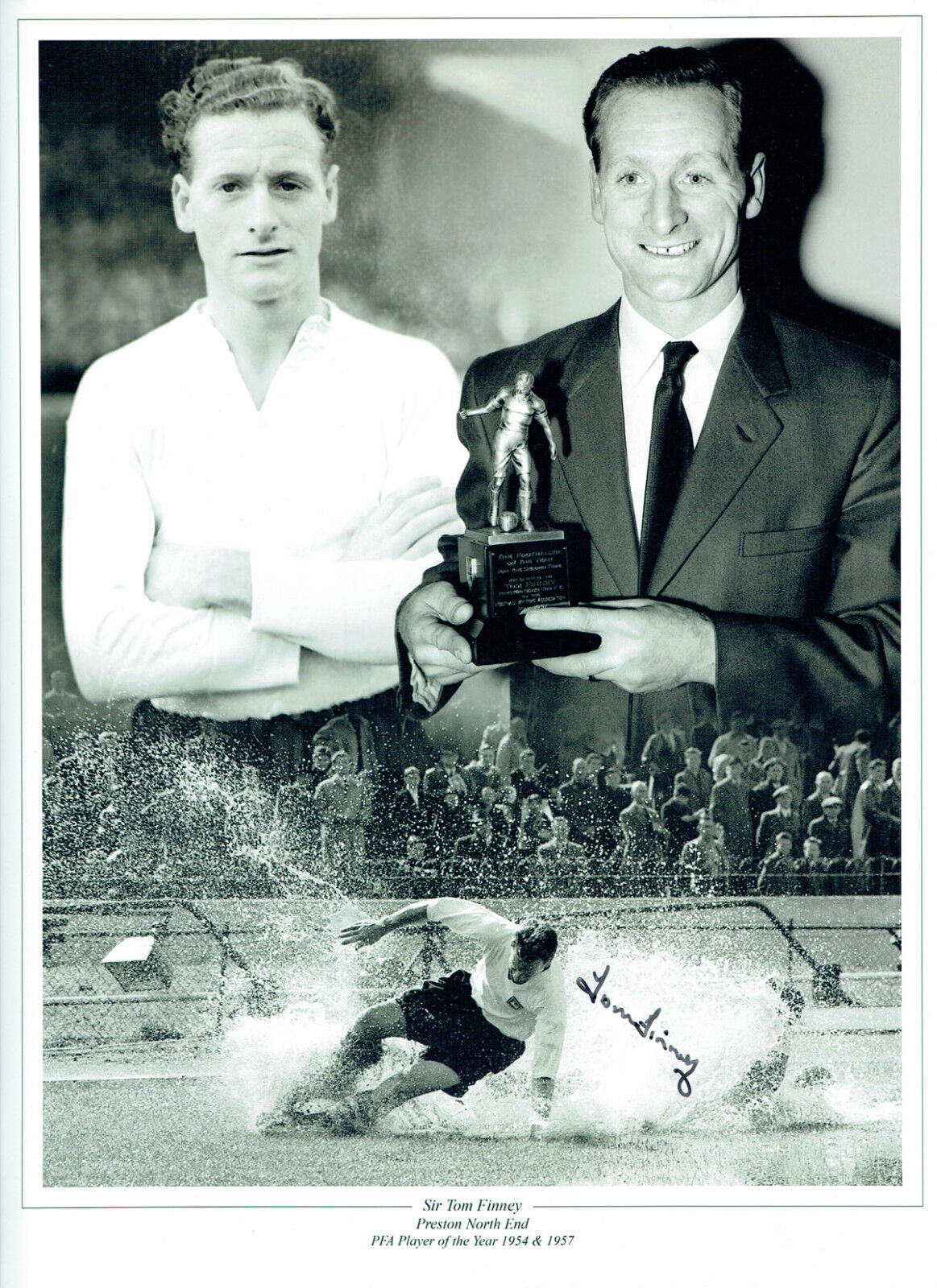 Tom FINNEY England & Preston Signed Autograph16x12 Montage Photo Poster painting AFTAL COA