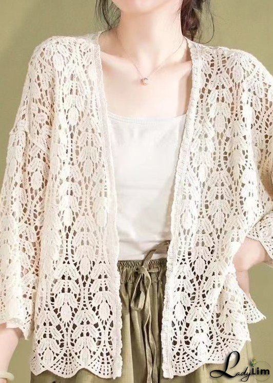 Beautiful Black Hollow Out Knit Loose Cardigans Summer