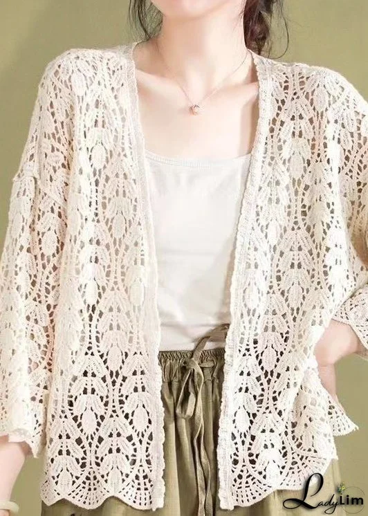 Beautiful Black Hollow Out Knit Loose Cardigans Summer