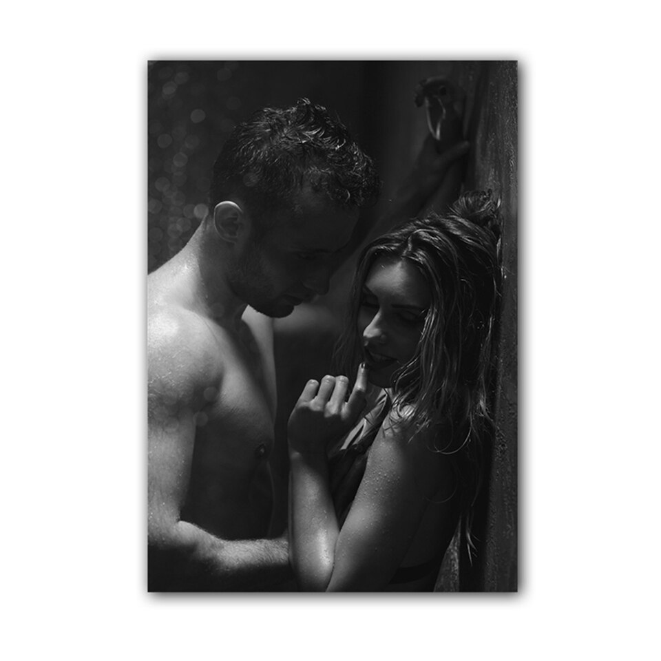 Black White Fashion Poster Lover Couple Sexy Man and Woman Canvas Print Wall Art Painting Nordic Style Picture Living Room Decor