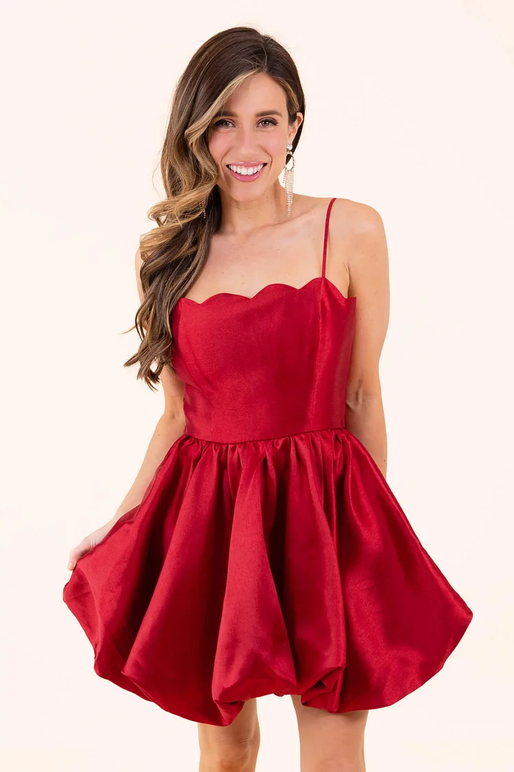 Dance The Night Away Scallop Bubble Mini Dress