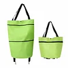 Collapsible Trolley Bags Folding Shopping Bag 2 in 1 Shopping Cart with Wheels Resuable Grocery Bag Heavy-Duty Capacity Bag for Women Home Supermarket
