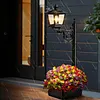 2 In 1 Outdoor Flower Pots Light with Planter Solar Lamp Post Light Freestanding Planters Lamp IP54 Waterproof Decorative Solar Lamp for Terrace Front Pedestrian Hall Decor