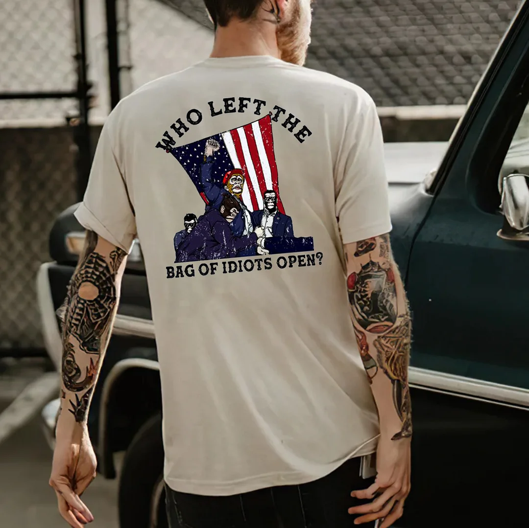 WHO LEFT THE BAG OF IDIOTS OPEN Print Men's T-shirt