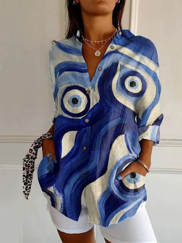 Evil Eye Art Print Casual Long-sleeved Shirt