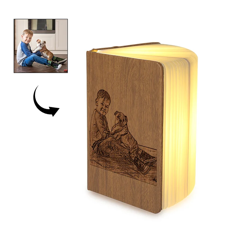 Book Night Light Folding Book Leather Night Light Desk Night Lamp USB Rechargeable