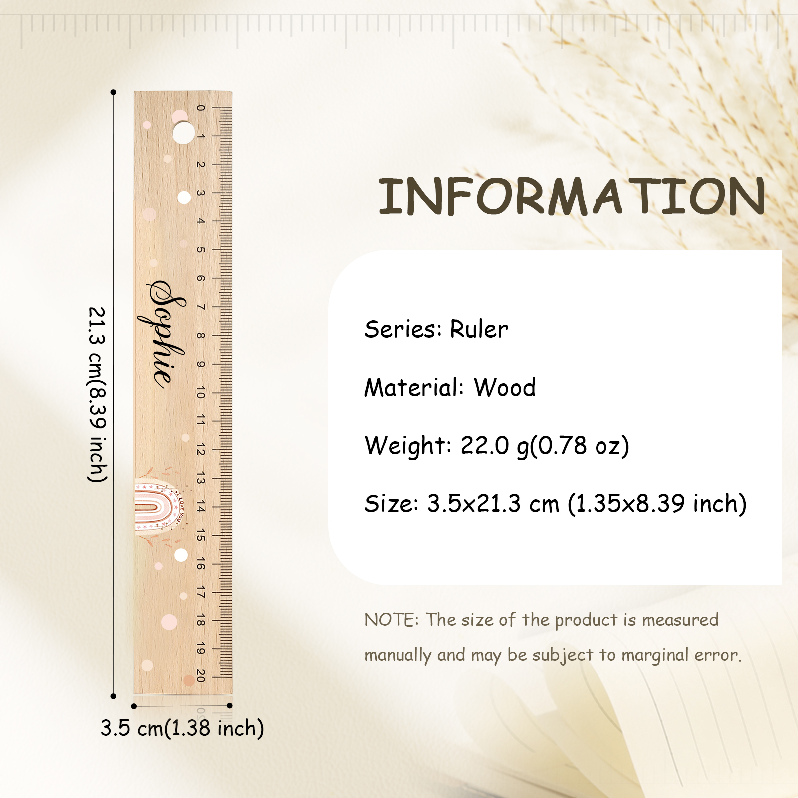 Custom 1 Name Ruler Wooden Ruler Back To School Gift for Boys Girls-Jessemade AU