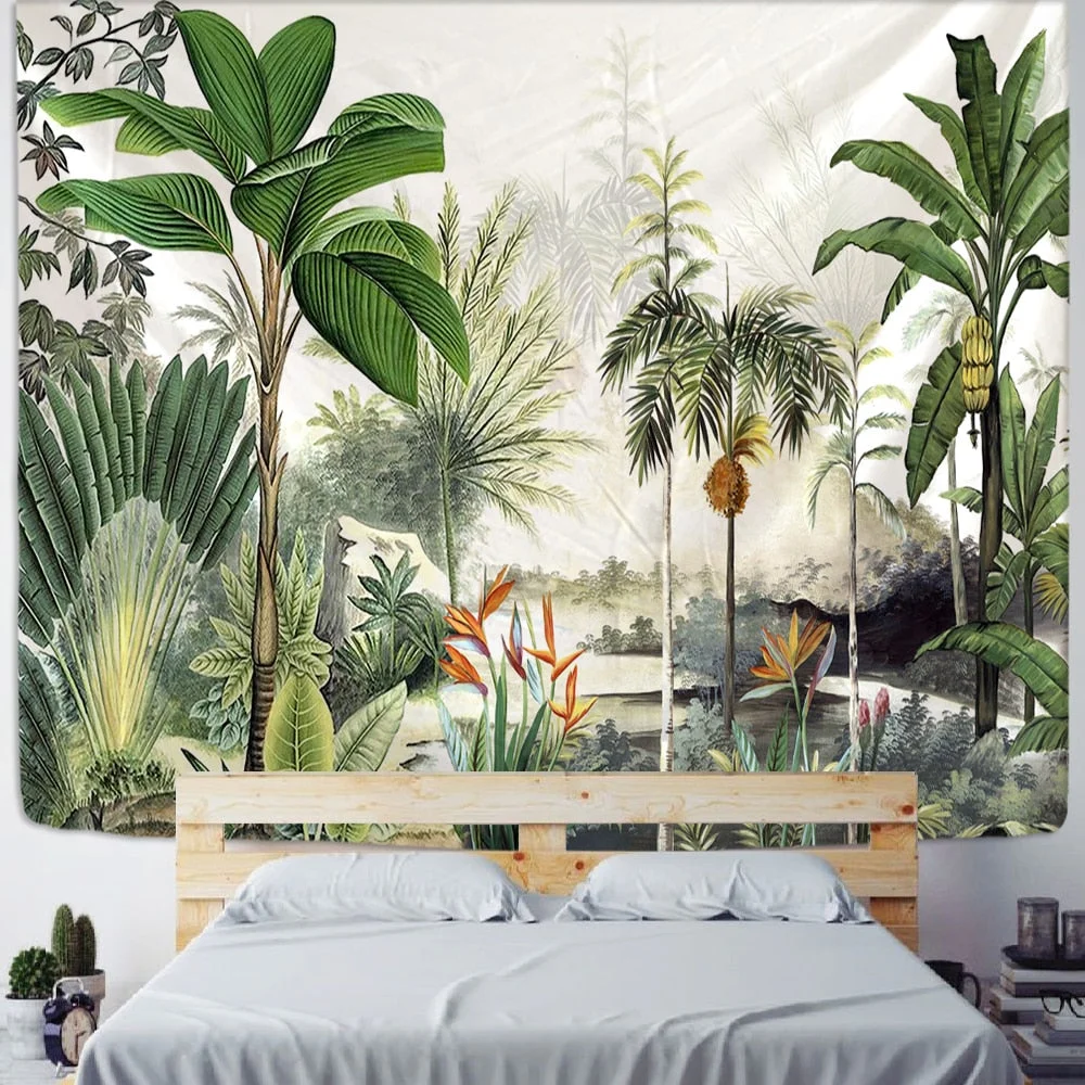 Palm Plant Tapestry Wall Hanging Hippie Bohemian Psychedelic Colorful Art Ins Style TAPIZ Room Home Decor