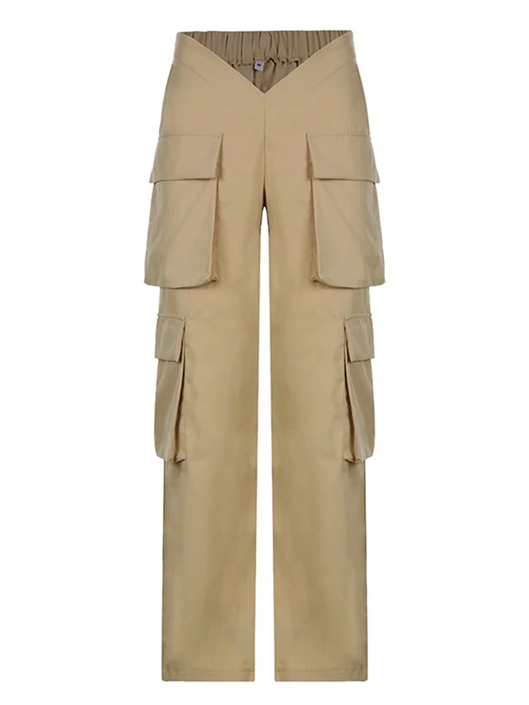 Jacuqeline 2022 Loose Wide Leg Baggy Pants Women Hippie Casual Streetwear Low Waist Cargo Trousers Contrast Stitching Sweatpants