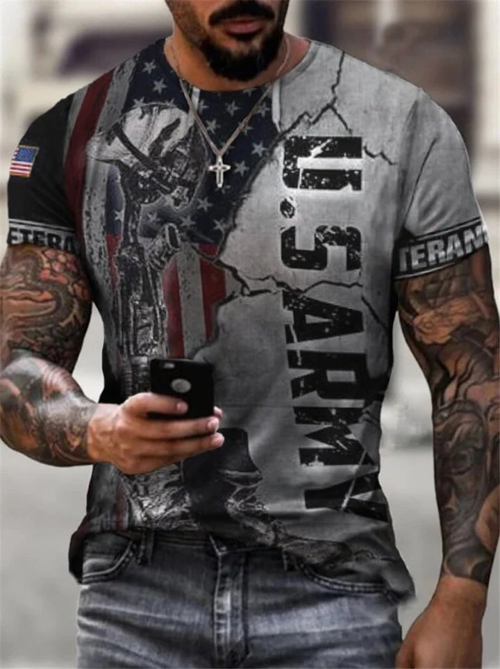 Men's T-Shirt 3D Print Short Sleeve Casual Tops