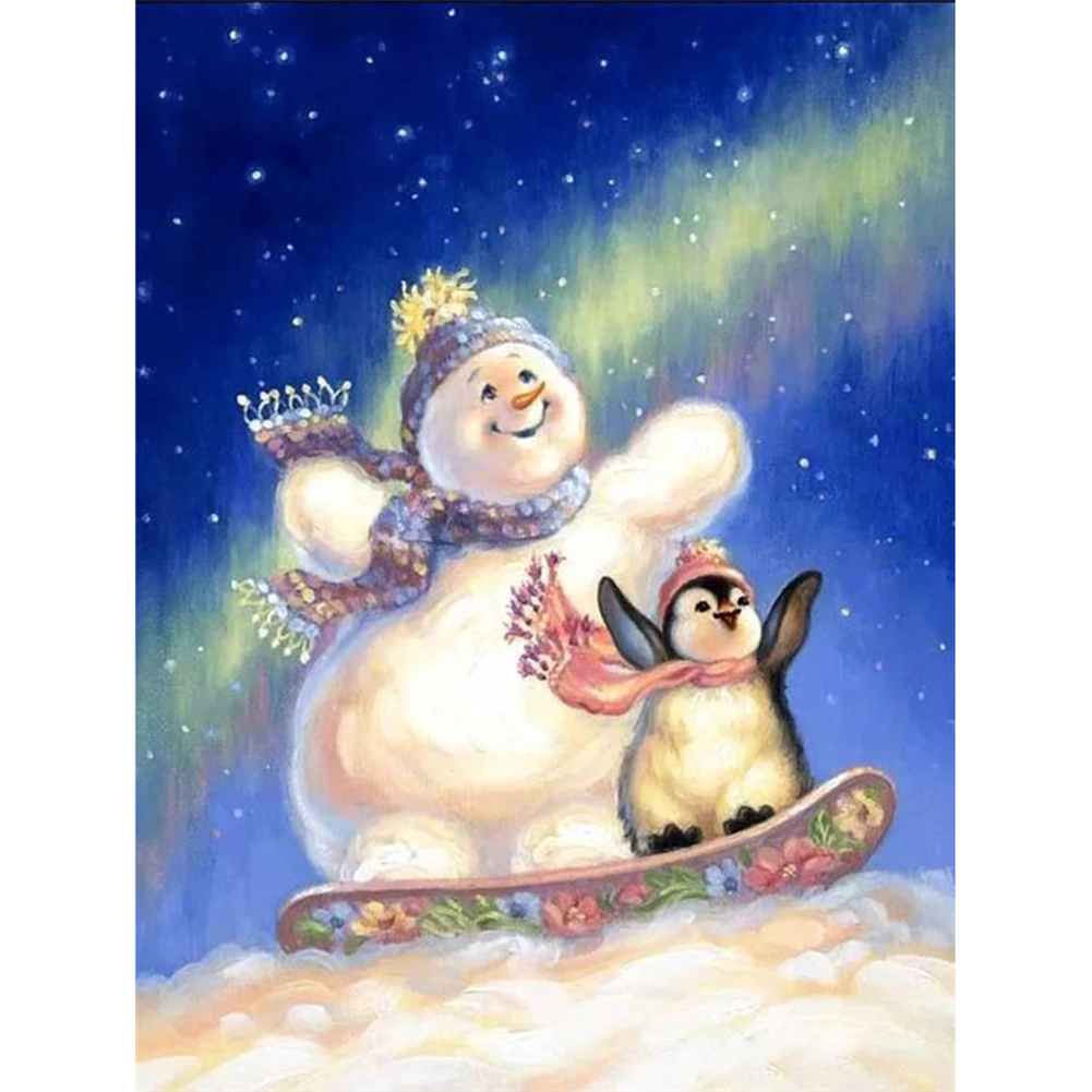 

Snowman Penguin - Round Drill Diamond Painting - 30*40CM, 501 Original
