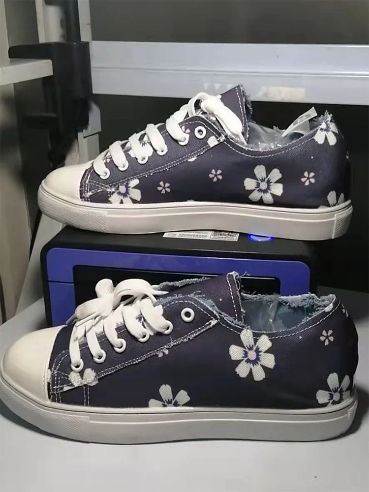 Women Shoes for Women 2022 Retro Floral Print Canva Shoes Female Fashion Student Spring Flat Lace-up Sneakers Casual Shoes Women