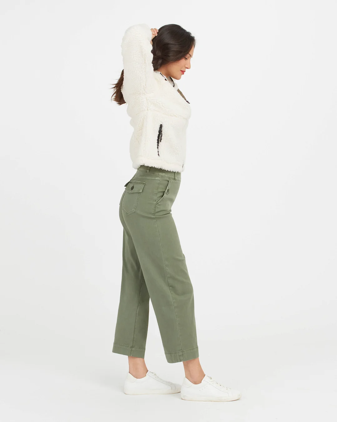 Stretch Twill Cropped Wide Leg Pant
