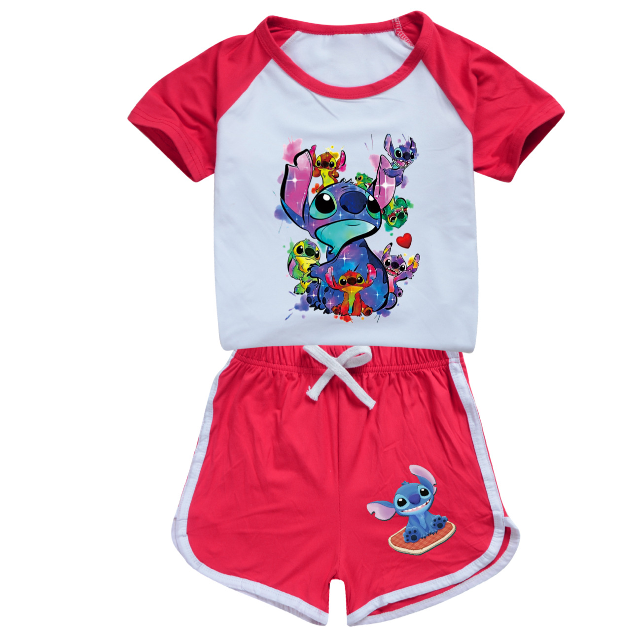 Stitch100-170 Kids Short Sleeve and Shorts Sports Set - Fun Stitch Theme Activewear for Little Adventurers -Mayoulove