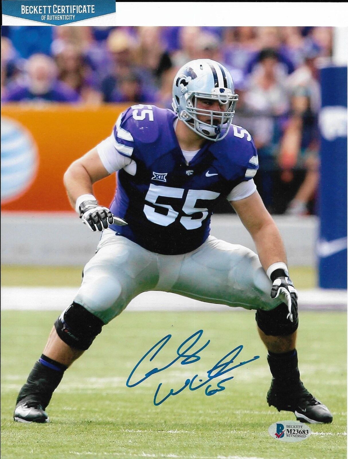 CODY WHITEHAIR signed KANSAS STATE, CHICAGO BEARS 8X10 Photo Poster painting w/COA BECKETT PROOF